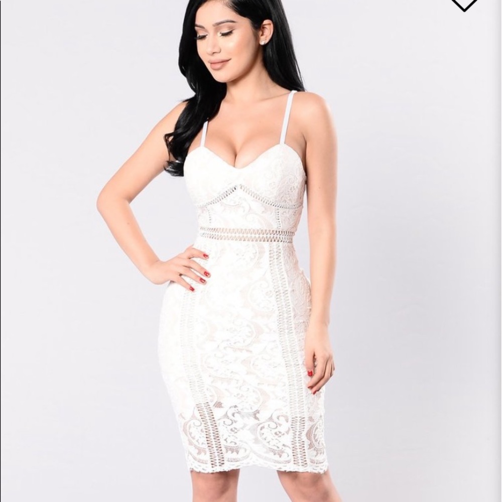 Ivory lace fashion nova dress